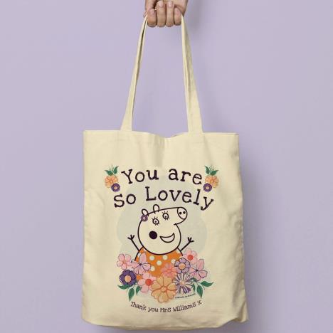 Personalised Peppa Pig Mummy Pig Floral Tote Bag Extra Image 1